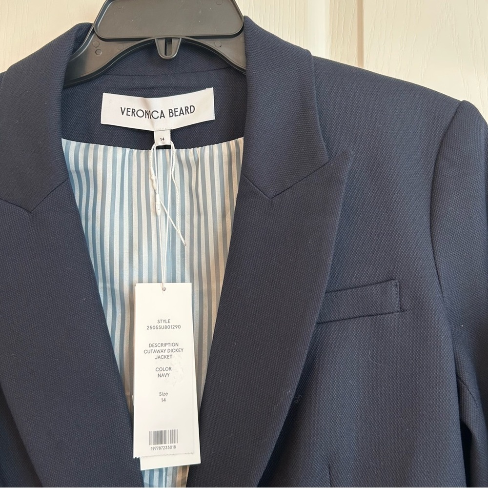VERONICA BEARD Cutaway Dickey Jacket in Navy Size 14 - Picture 6 of 12